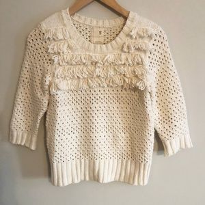 Anthropologie | Alabaster Fringe Sweater- Sz Small
